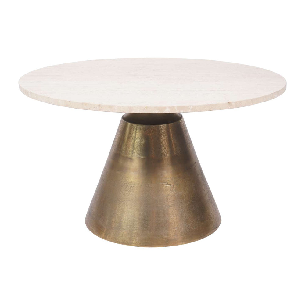 Libra Interiors Clifton II Coffee Table in Antique Brass and Travertine – Large