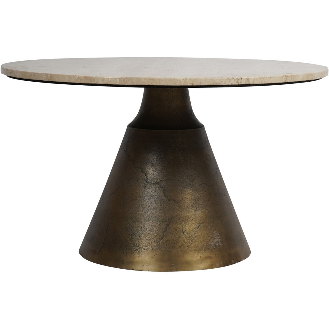 Libra Interiors Clifton II Coffee Table in Antique Brass and Travertine – Large