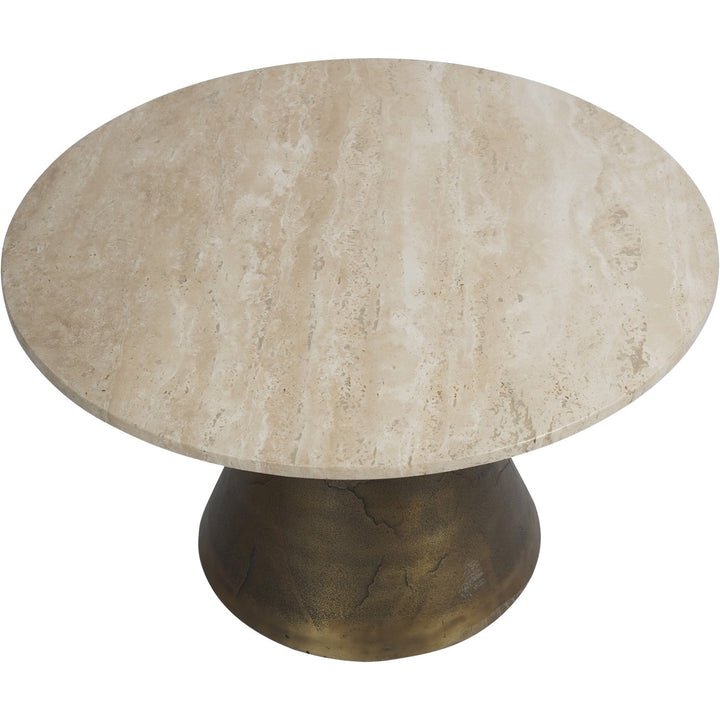 Libra Interiors Clifton II Coffee Table in Antique Brass and Travertine – Large