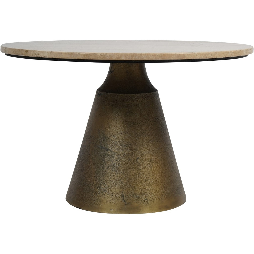 Libra Interiors Clifton II Coffee Table in Antique Brass and Travertine – Small