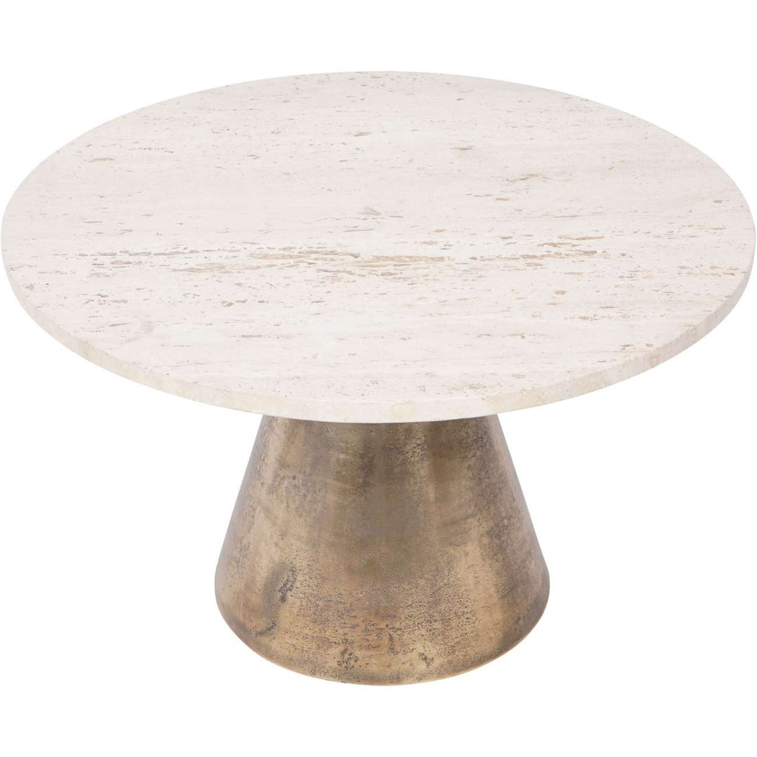 Libra Interiors Clifton II Coffee Table in Antique Brass and Travertine – Small