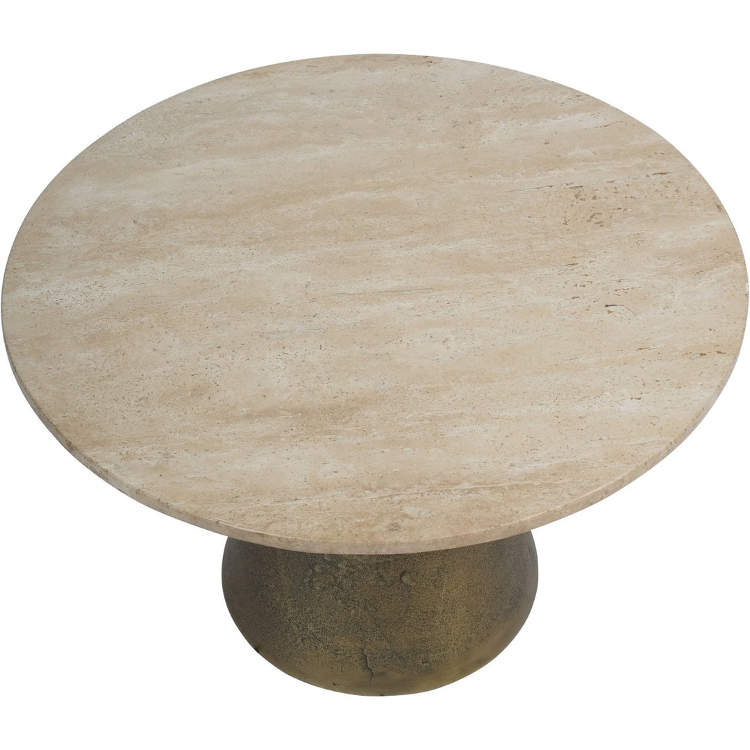 Libra Interiors Clifton II Coffee Table in Antique Brass and Travertine – Small