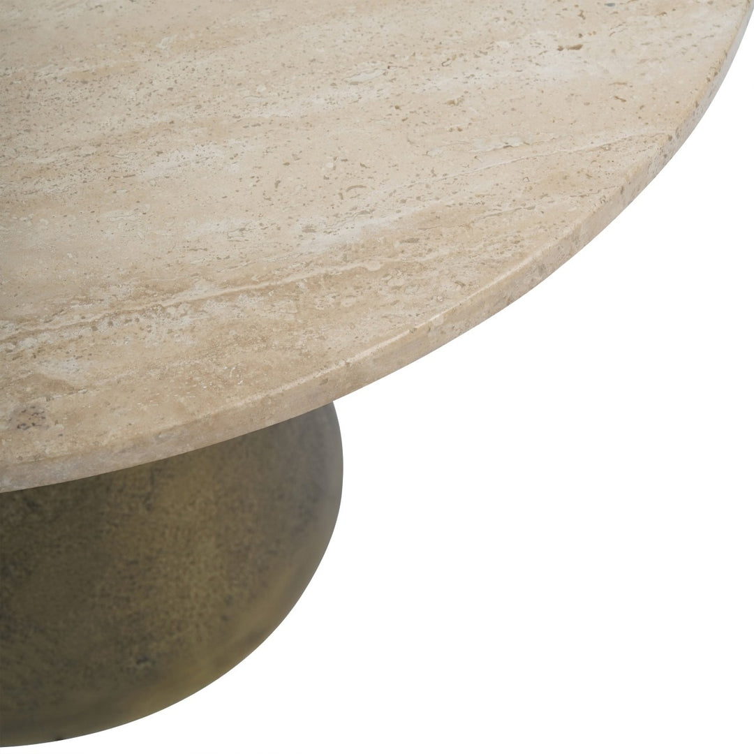 Libra Interiors Clifton II Coffee Table in Antique Brass and Travertine – Small