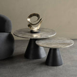 Libra Interiors Clifton II Coffee Table in Charcoal Black and Travertine – Large