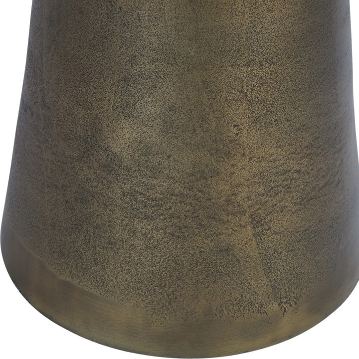 Libra Interiors Clifton II Side Table in Antique Brass and Travertine