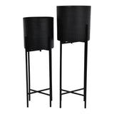 Libra Interiors Clyde Standing Planters in Matte Black – Set of 2