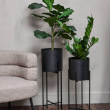 Libra Interiors Clyde Standing Planters in Matte Black – Set of 2