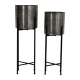 Libra Interiors Clyde Standing Planters in Nickel – Set of 2