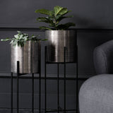 Libra Interiors Clyde Standing Planters in Nickel – Set of 2