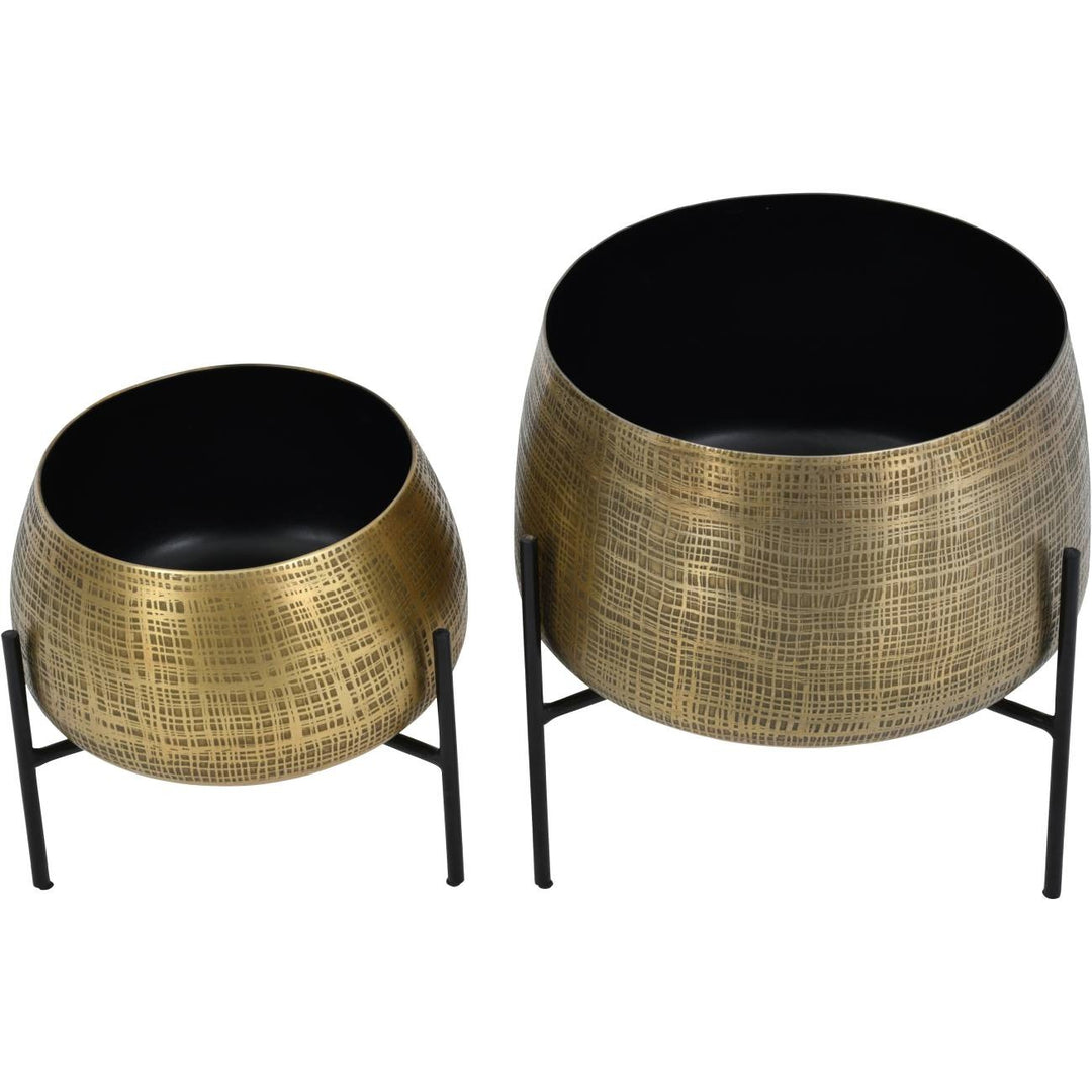 Libra Interiors Clyde Tabletop Planters in Antique Brass – Set of 2