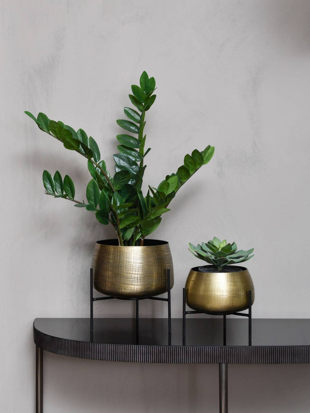 Libra Interiors Clyde Tabletop Planters in Antique Brass – Set of 2
