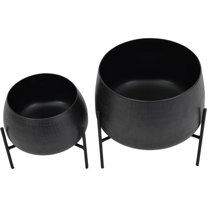Libra Interiors Clyde Tabletop Planters in Matte Black – Set of 2