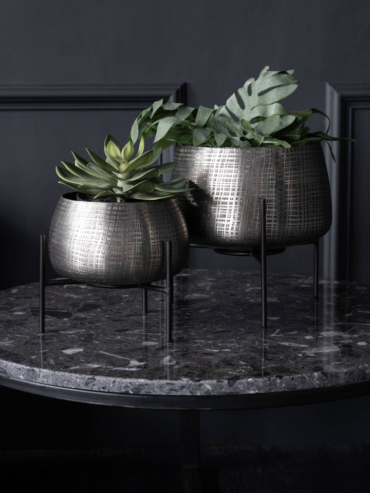 Libra Interiors Clyde Tabletop Planters in Nickel – Set of 2