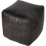 Libra Interiors Cube Pouffe – Charcoal Grey Leather