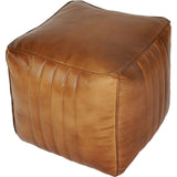 Libra Interiors Cube Pouffe – Cognac Leather