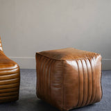 Libra Interiors Cube Pouffe – Cognac Leather