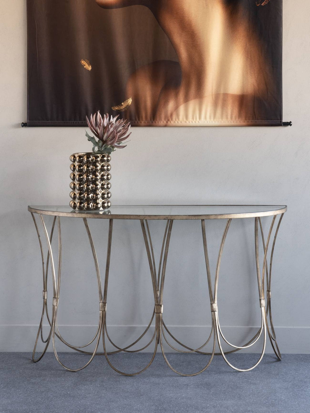 Libra Interiors Deco Console Table – Champagne Gold