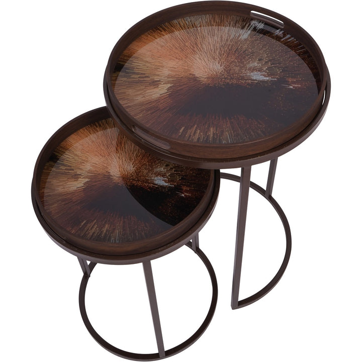 Libra Interiors Golden Burst Side Tray Tables