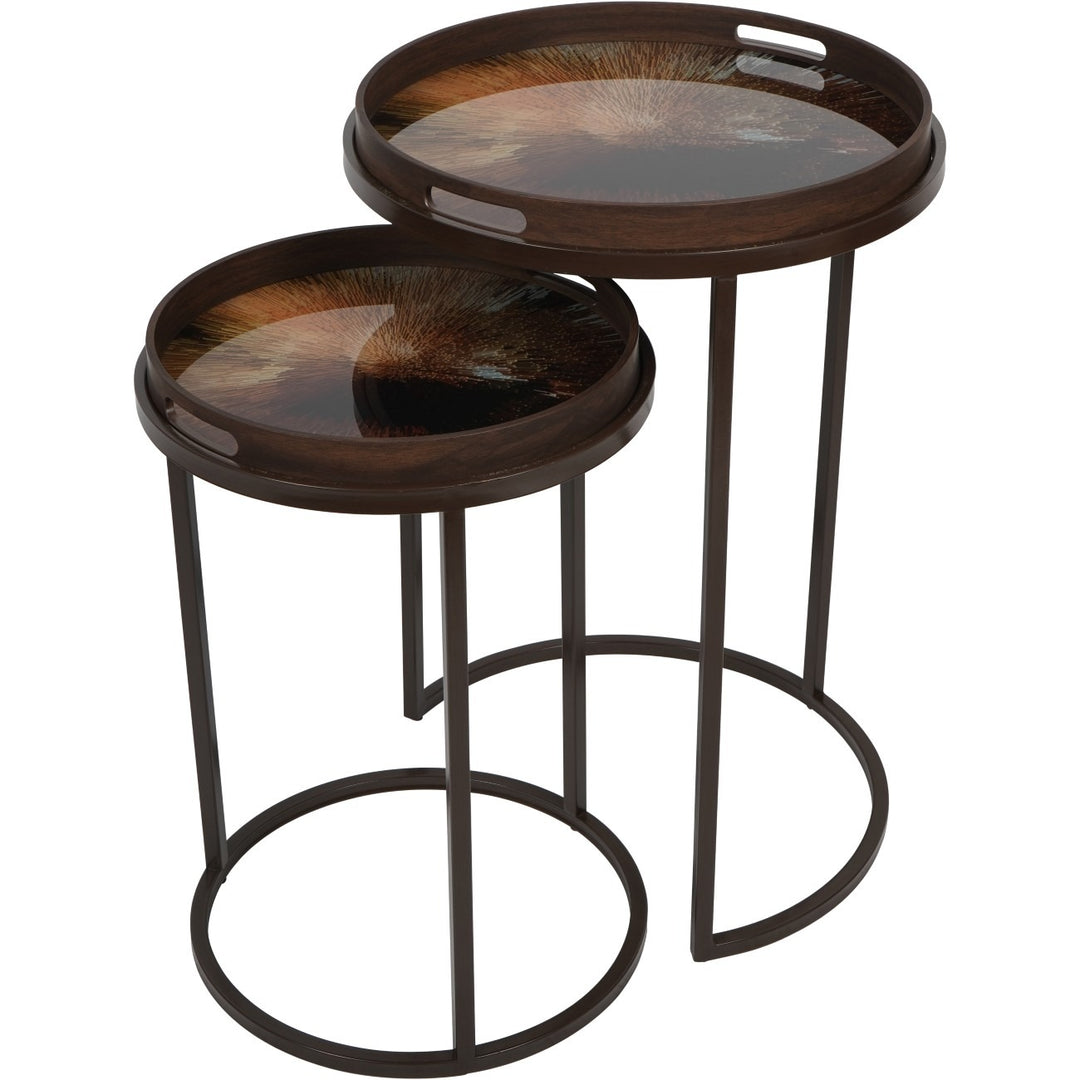 Libra Interiors Golden Burst Side Tray Tables