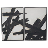 Libra Interiors Impasto Brushstrokes Framed Canvas – Set of 2