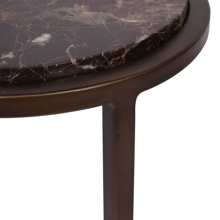 Libra Interiors Iota Accent Table – Brown Emperador Marble