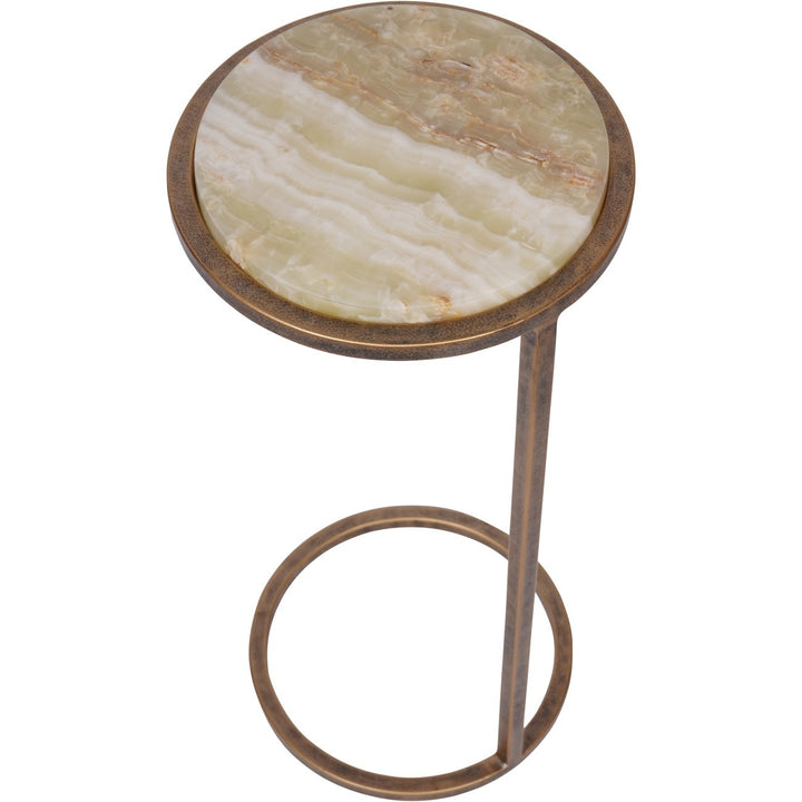 Libra Interiors Iota Accent Table – Green Onyx Marble