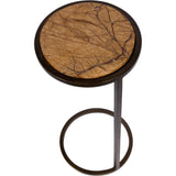Libra Interiors Iota Accent Table – Forest Brown Marble