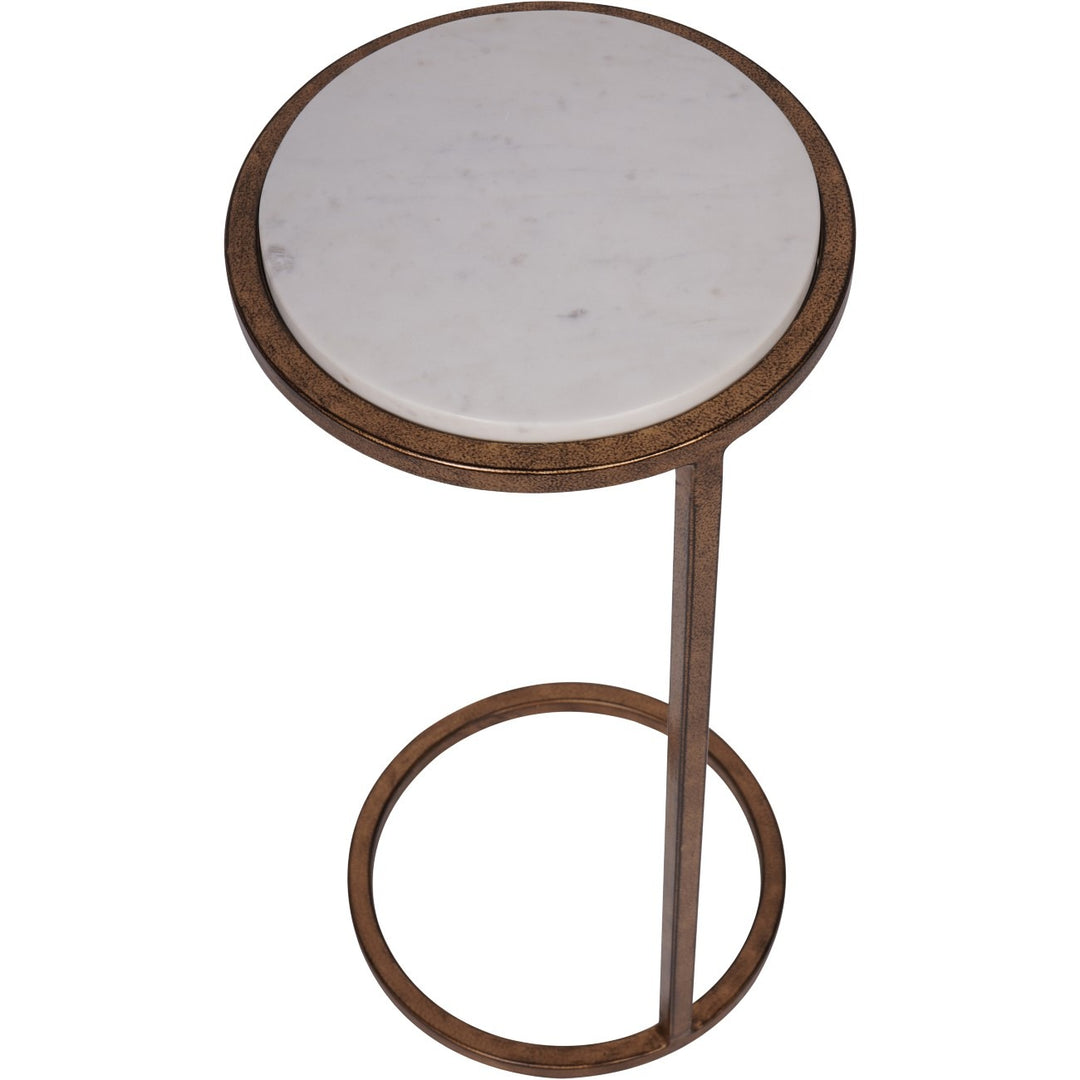 Libra Interiors Iota Accent Table – White Banswara Marble