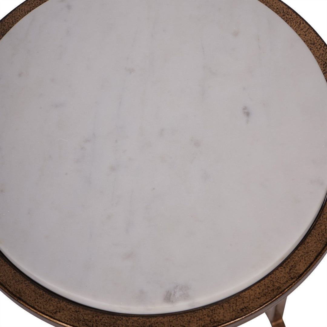 Libra Interiors Iota Accent Table – White Banswara Marble