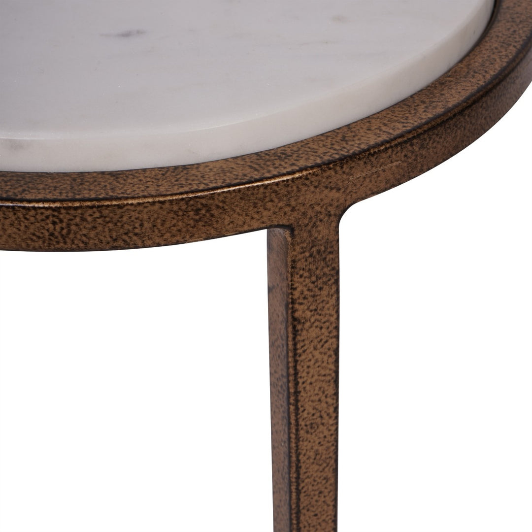 Libra Interiors Iota Accent Table – White Banswara Marble