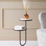 Libra Interiors Marco Accent Table - White Banswara Marble