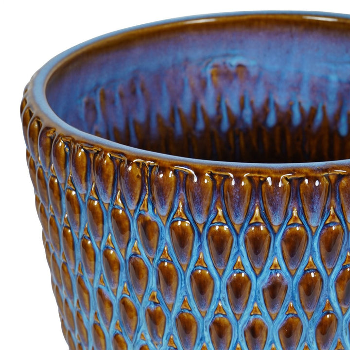 Libra Interiors Mediterranean Planter with Blue Reactive Glaze – Large