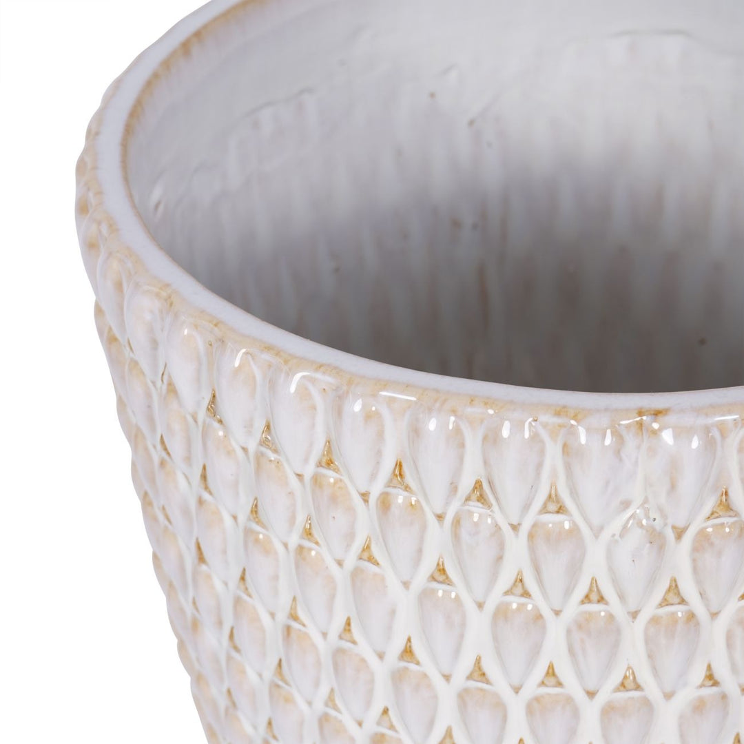 Libra Interiors Mediterranean Planter with Cream Reactive Glaze – Large