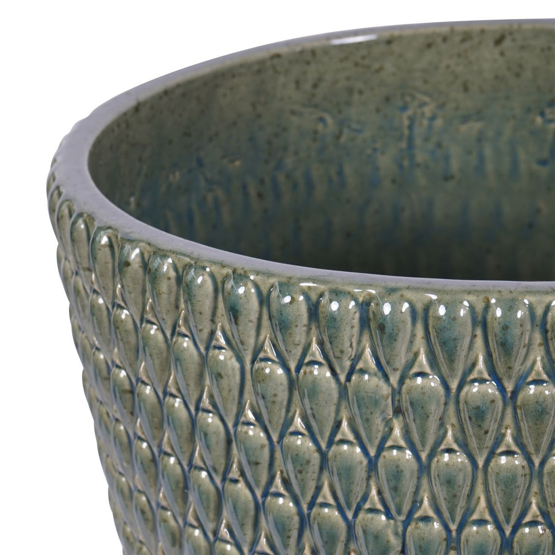 Libra Interiors Mediterranean Planter with Green Reactive Glaze – Extra Large