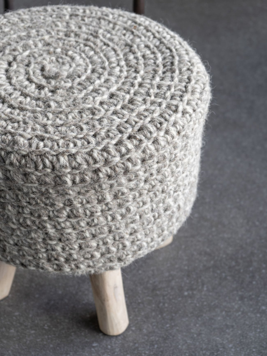 Libra Interiors Nomad Stone Grey Knitted Stool