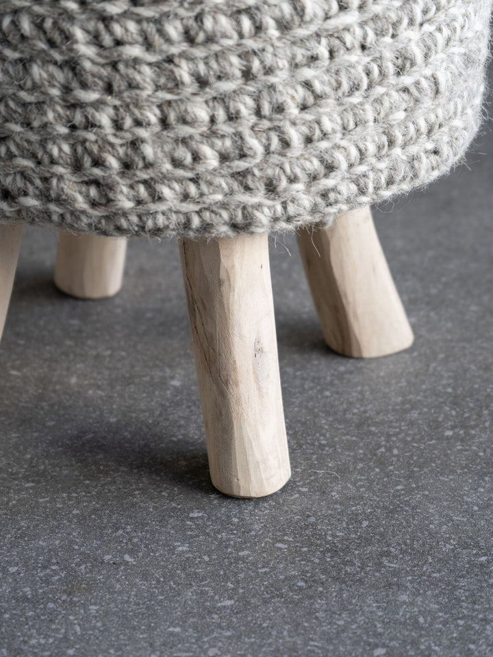 Libra Interiors Nomad Stone Grey Knitted Stool