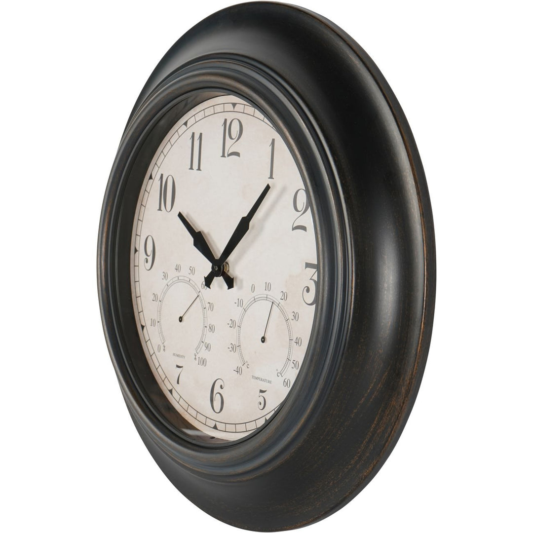 Libra Interiors Outdoor Antiqued Metal Clock – Black