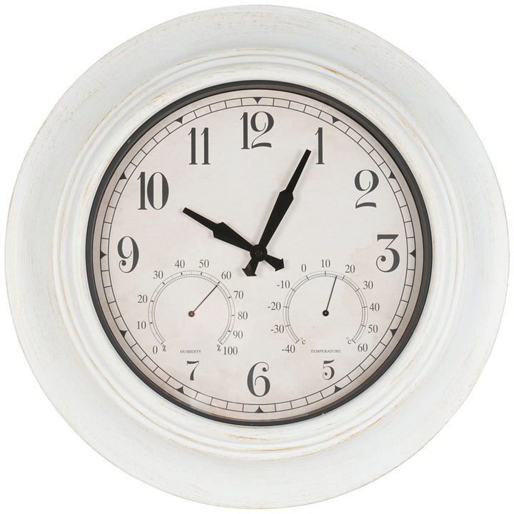 Libra Interiors Outdoor Antiqued Metal Clock – White