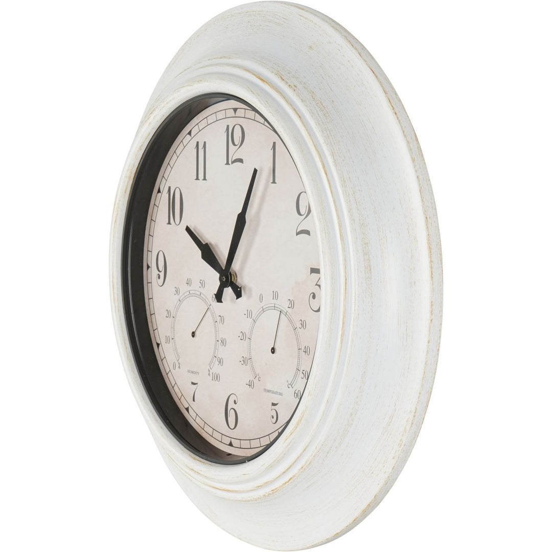 Libra Interiors Outdoor Antiqued Metal Clock – White