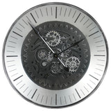 Libra Interiors Palladium Wall Clock with Moving Cogs – Black and Nickel