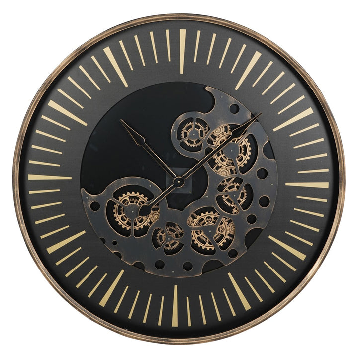 Libra Interiors Palladium Wall Clock with Moving Cogs – Large