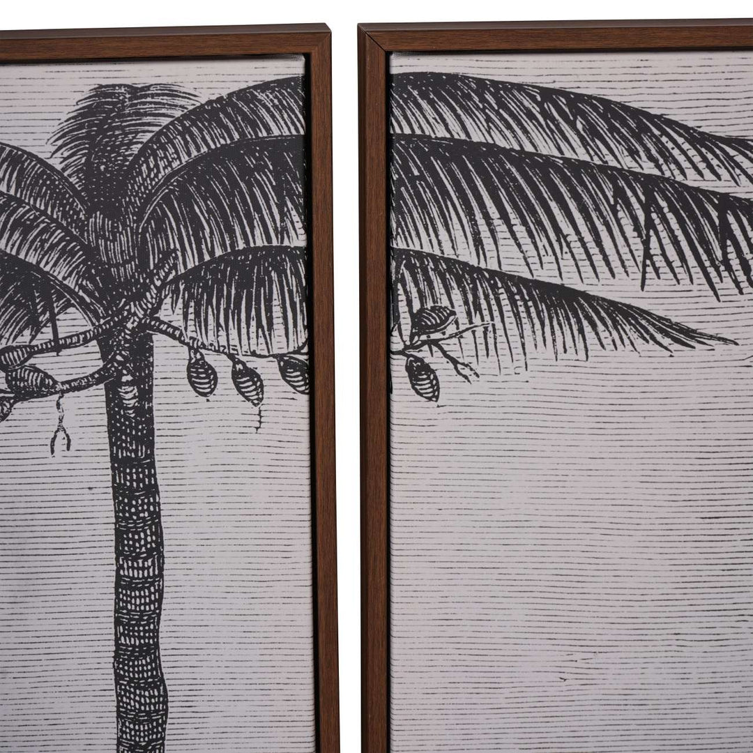 Libra Interiors Palm Framed Canvas – Set of 4