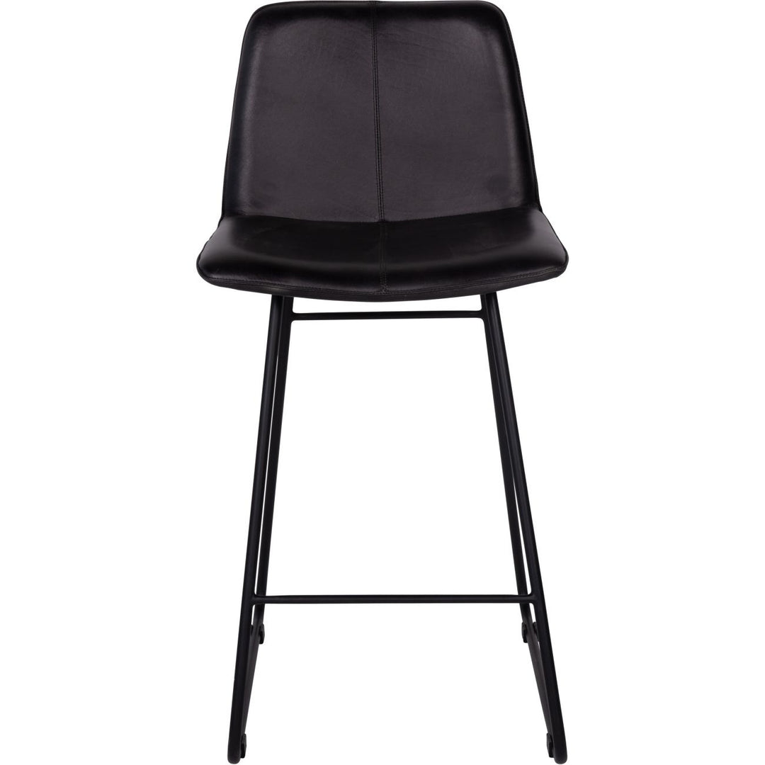 Libra Interiors Robinson Bar Stool in Charcoal Grey Leather – Set of 2