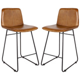Libra Interiors Robinson Bar Stool in Cognac Leather – Set of 2