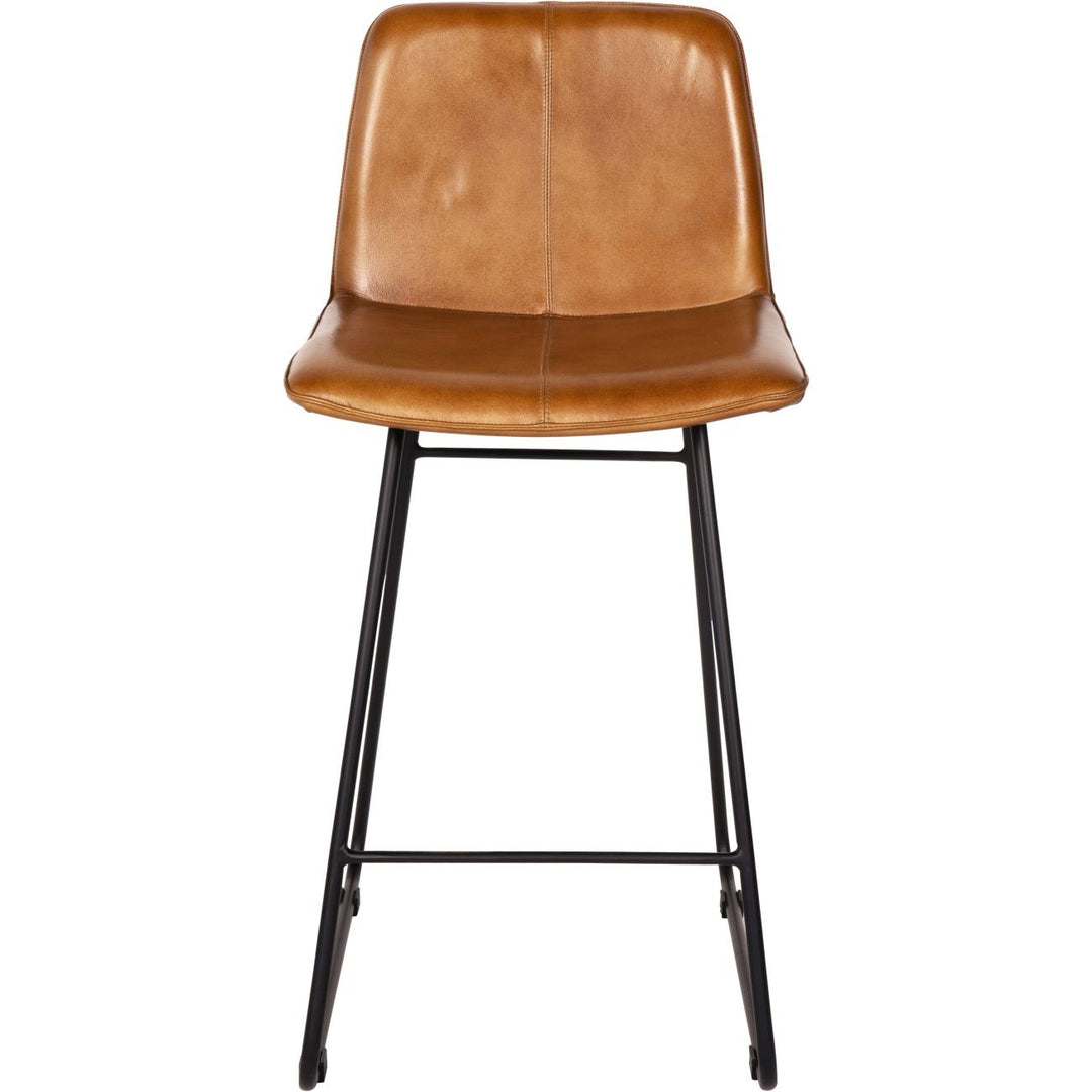 Libra Interiors Robinson Bar Stool in Cognac Leather – Set of 2