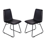 Libra Interiors Robinson Dining Chair in Charcoal Leather – Set of 2