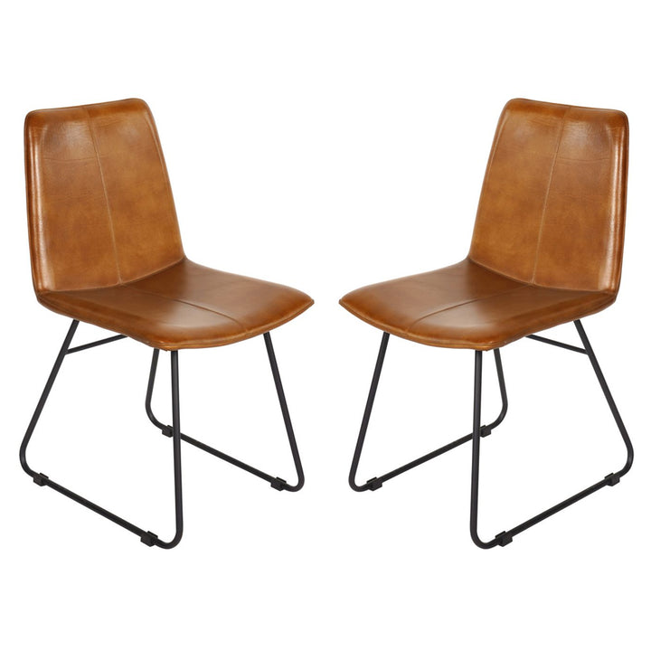 Libra Interiors Robinson Dining Chair in Cognac Leather – Set of 2