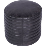 Libra Interiors Round Pouffe – Charcoal Grey Leather