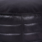 Libra Interiors Round Pouffe – Charcoal Grey Leather