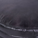 Libra Interiors Round Pouffe – Charcoal Grey Leather